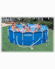 Каркасный бассейн Metal frame Pool 457х91 см с насосом-фильтром, лестницей Intex (Интекс)