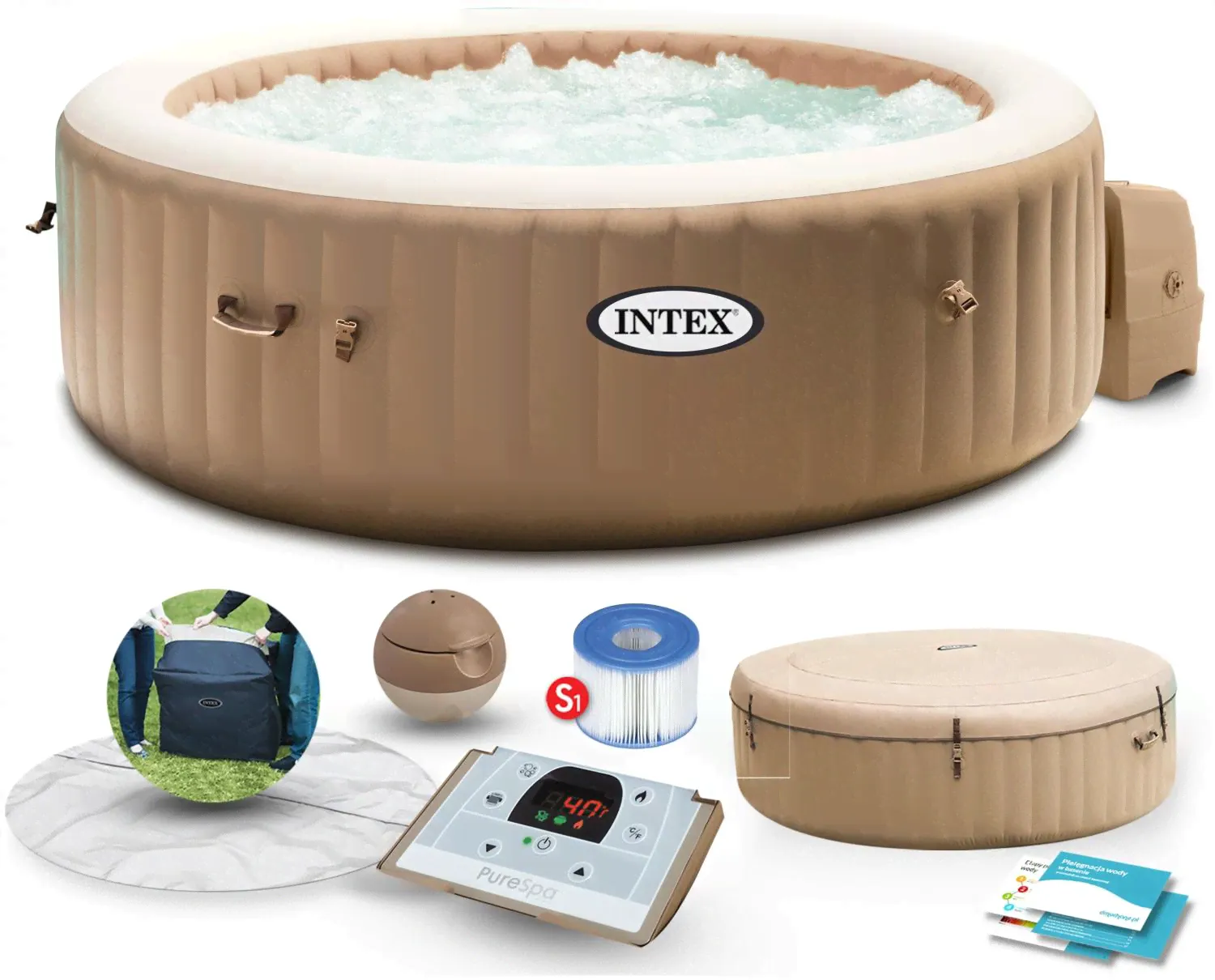 СПА бассейн Intex PureSpa Bubble (28426) бежевый-0